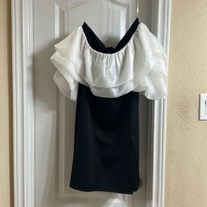 Brand new off shoulder black and white dress in size XL